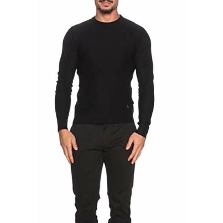 YES ZEE Round-neck Strik Sort, Herre Strik