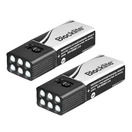 2 kpl 9V LED-taskulamppu, kompakti koko, erittäin kirkas retkeilyyn