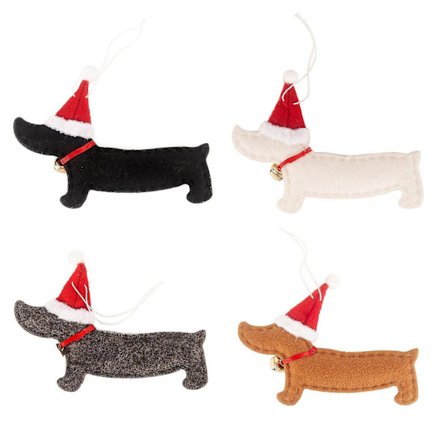 4 stk julepynt julegave dachshund juletre