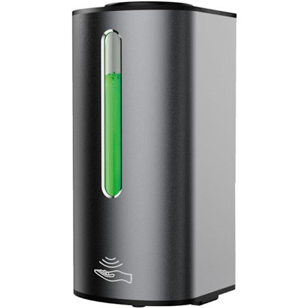 Automatisk veggmontert flytende såpedispenser, matt sølvgrå, stor kapasitet 380 ml, 200-400mA, 164*75*74mm, ingen boring nødvendig