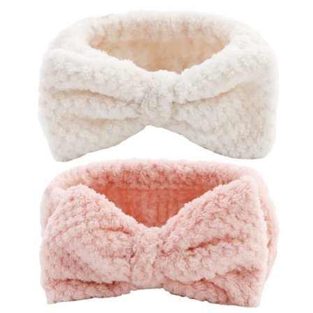 Spa Pandebånd med Sløjfe, Skridsikkert Pandebånd til Ansigtsrensning, Makeup, Hudpleje, Ansigts-spa, Elastisk Hårbånd, Mikrofiber Pandebånd til 