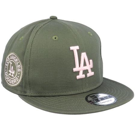 New Era - MLB Zelená snapback Kšiltovka - Los Angeles Dodgers Side Patch 9FIFTY Olive/Pink Snapback @ Hatstore