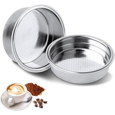 Kaffefilter i rustfrit stål, filterkaffemaskine, kurv til 51 mm dobbeltlags trykfilter, 1 kop, 2 kopper, kaffefilter til espressofilter