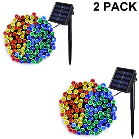 2 kpl 200 LED aurinkokäyttöiset jouluvalot, 72,2 jalkaa ulkokäyttöön vedenpitävät