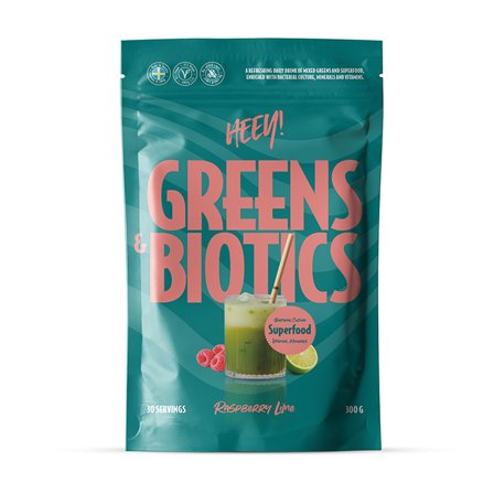 Heey! Greens & Biotics Superfood Hallon Lime 300 g