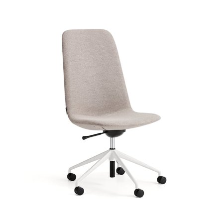 Stol LANGLEY, mellom, med hjulstativ, hvit/taupe