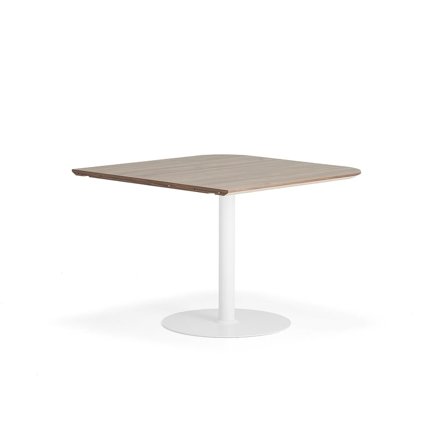 Bord METRIC, rundade hörn, 1000x1000x720 mm, vit/valnöt