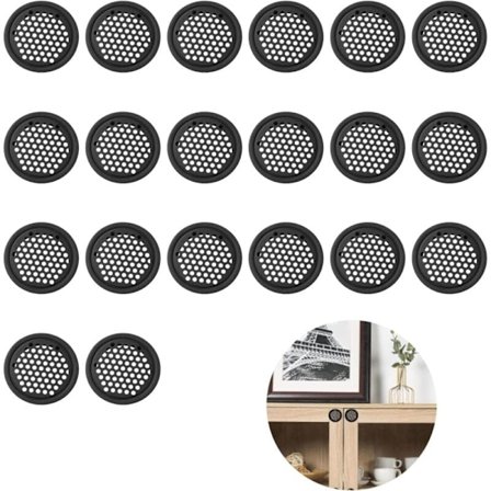 20 stk. Runde ventilationsriste i rustfrit stål til skabe - køkken, værelse, kontor