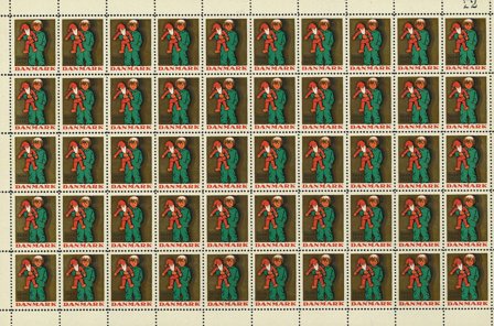 Danmark - julmärkeark 1932 - Ufoldet