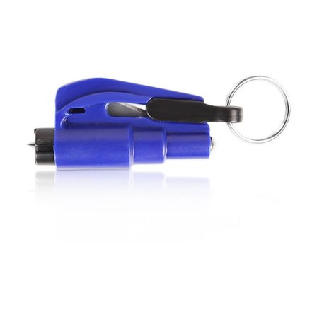 Sikkerhetsnøkkelveske, glassknuser, beltekutter, praktisk og rask for bil (blå)