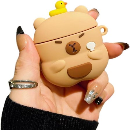 1 stk. Etui Kompatibelt med 2024 Airpods 4, Sødt Kawaii Capybara Design Etui, Trendy Bærbart Høretelefontilbehør