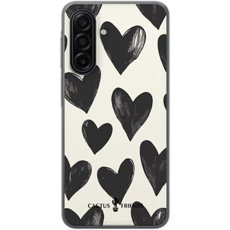 Kompatibel Mobilcover til Samsung Galaxy A17 5G Cactus and Friends - Bold Black Love Pattern
