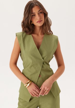 Object Collectors Item - Objyui Lo Waistcoat 137 - Mosstone - Kläder - - Bubbleroom