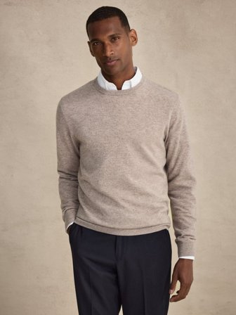 John Henric Men's Beige Pullover Regular Fit Size S