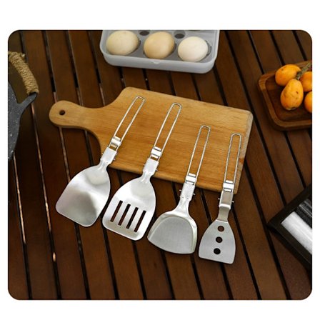 Utendørs sammenleggbar stekespade, rustfritt stålspatel 4 stk