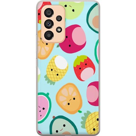 Kompatibelt Mobildeksel til Samsung Galaxy A53 5G Mønster av kawaii-frukter som jordbær sitron ananas og avocado på lyseblå bakgrunn