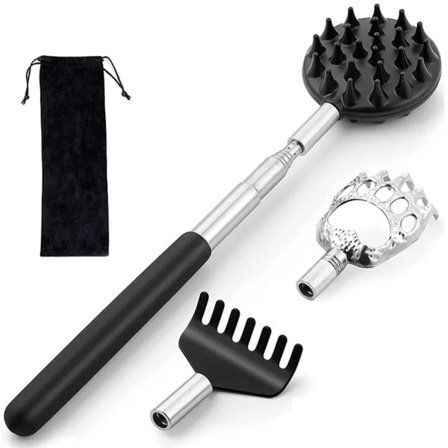3 bitar Back Scratcher Teleskopisk Scratching Back Scratcher Massager Kit Scraper