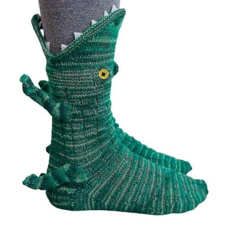 Unisex Xmas -neulotut eläinkuvioiset sukat Funky uutuus pohkeen puolivälissä joululahja Crocodile