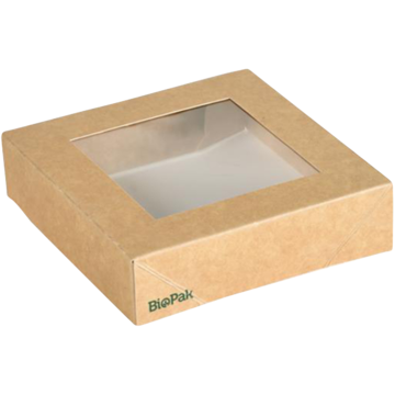 Lock med fönster BioPak Viking Cube 510/820ml Brun