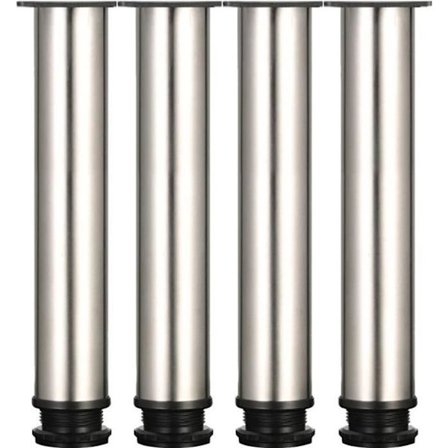 Sett med 4 sigarformede møbelben i rustfritt stål Ø50 mm x 300 mm Justerbar høyde for sofa, bord, skap