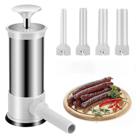 Korvstoppare, Köksmaskin för Hemmagjord Korv med 4 Stoppningsrör, Vertikal Korvmaskin Snabb Korvfyllning -gsl_m24