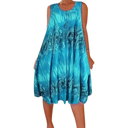 Ärmlös Klänning I Plusstorlek För Kvinnor Beach Lös