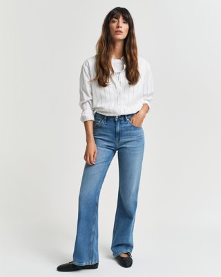 GANT - Slim fit jeans med sleng til dame semi light blue broken in