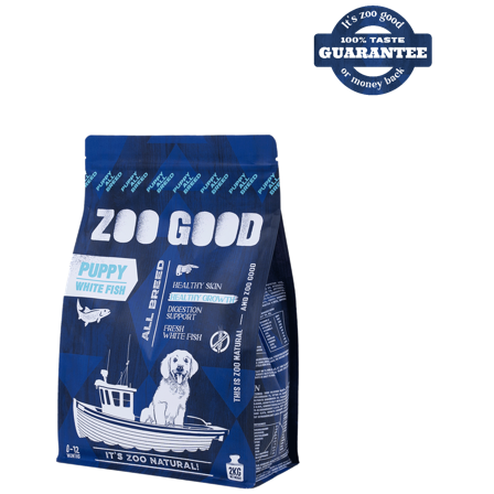 ZOO GOOD - White Fish Skin & Hair Puppy Alle Raser 2 kg - Hund - Hundefôr & hundemat - Tørrfôr for hund - ZOO.no