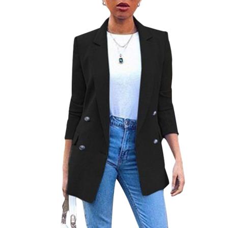 Kvinnor Långärmade Business Jackor Enfärgad Cardigan Jacka