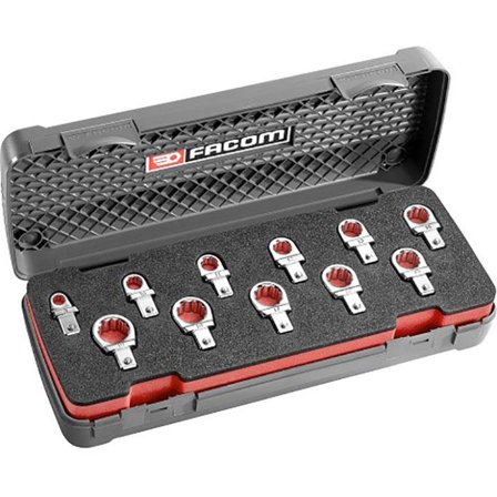 Facom 12.J11 Ringnyckelsats 9 x 12 mm, med insticksfäste 11 st, metrisk, Handverktyg