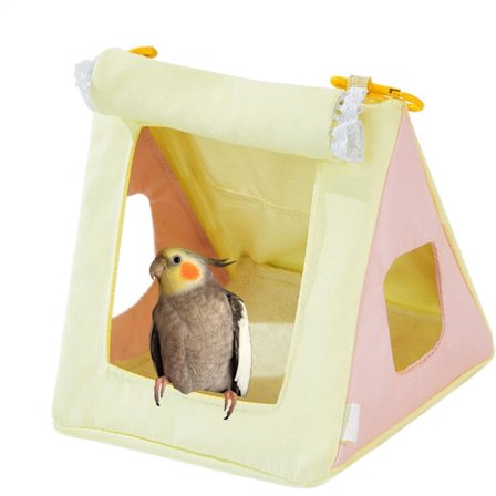 Fågelhängmatta, hängbar bur med stege för parakiter, conures, cockatiels och småfåglar, mjuk sovplats för alla fyra årstider