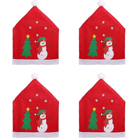 God Jul Matsstolsöverdrag Jultomten Stolsöverdrag Jul Snöflinga Snögubbe Stolsöverdrag, 4 st