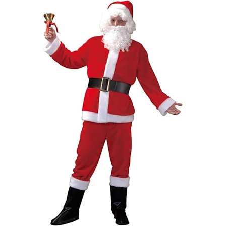 Jultomte Kostym för Vuxna - 5-Delar (Hatt, Skägg, Kläder, Byxor, B