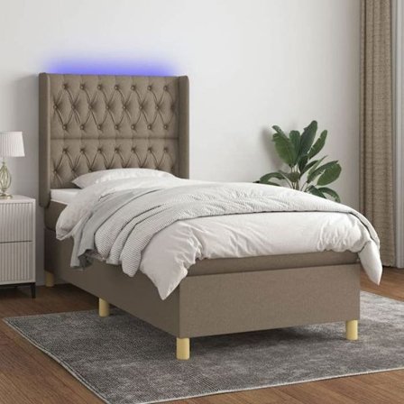 Maison Exclusive - Ribbotten för säng med madrass och LED Taupe 80x200cm Tyg