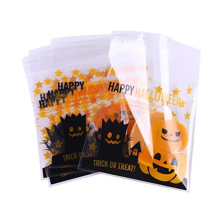 100 st Halloween godis kexpåse självhäftande fest tecknad klara godispåsar