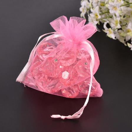 10 St Rosa Med Silver Prickar Organza Påsar C.a 10 X12 Cm.