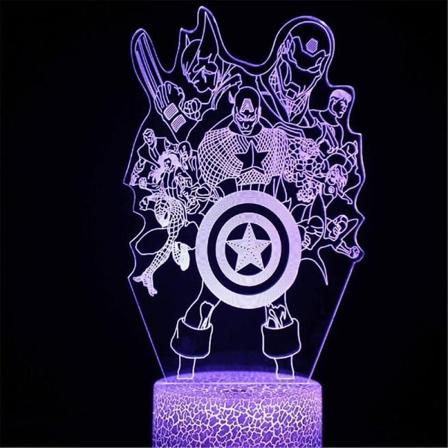 Marvel Avengers akryyli 3d-lamppu supersankari illuusio yövalo Iron Man Spider Man Captain America Team Led pöytälamppu lapsille lahja2