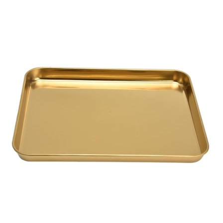 Rustfrit stål rektangulær bakke flad bund plade restaurant hjem gylden flad bund bakke