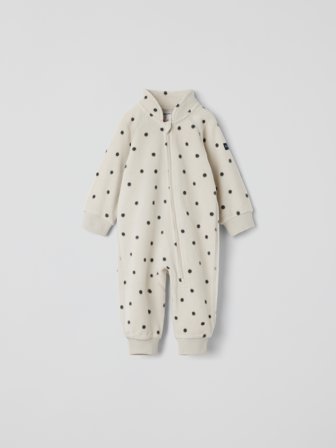 Fleeceoverall, prikkete - 74 - barneklær - beige - Polarn O. Pyret