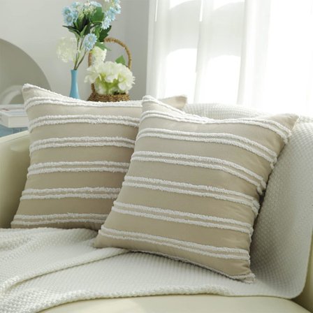 Neutrala Örngott i Bomull 50x50 cm Set om 2 för Soffa Vardagsrum[HK]