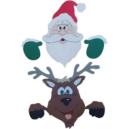 Julehegnsdekoration Julemand og Elk Julehegn, Kreativ Udendørs Juledekoration, Genanvendelig Træhegnsdekoration, Haveskilt til