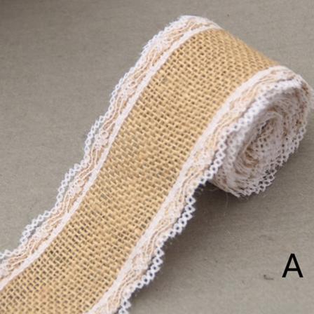 2M Bröllopsspets Säckväv Garland Hessian Ribbon Julklappar B khaki 5*200cm