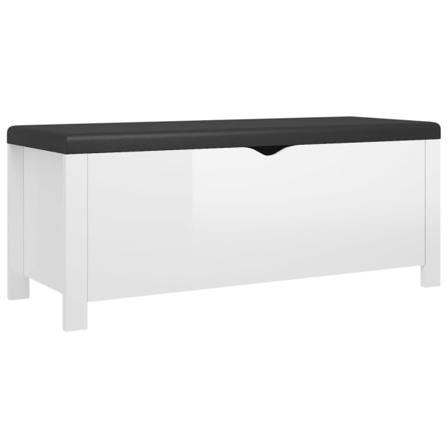 Vidaxl Förvaringsbänk Med Dyna Vit Högglans 105x40x45 Cm Spånski Vit
