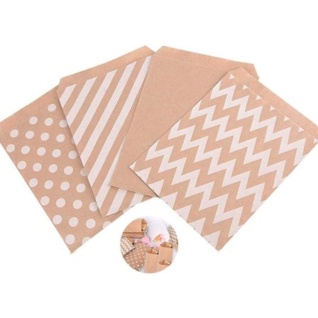 Paperi lahjapussi, 100 kpl paperipusseja 4 mallia Kraft-paperipusseja karkkipussi