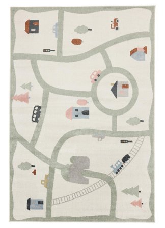 Road Map Lasten Matto Pestävä 100X160 Pieni Valkoinen/Monivärinen Auto Matot