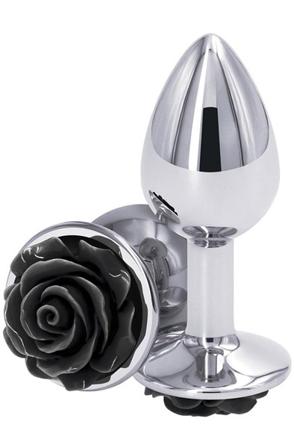 NS Novelties Rose Buttplug Small Black Analplugg metall - Blushme.se