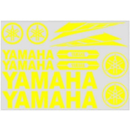 Klistremerke for YAMAHA motorsykkel, logo, tank, dekalsett, kjøretøyinnpakning - FARGE: Fluorescerende gul