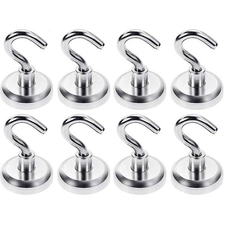 Magnetiska krokar, kraftfulla neodymiummagneter 18 kg dragningskraft, för kökstillbehör, 25 mm, 8-pack