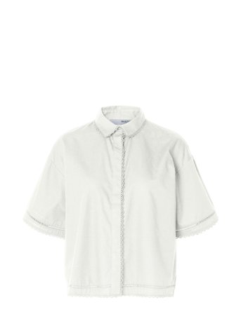 Slfnovi Ss Crochet Detail Shirt B White Selected