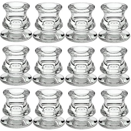 Genomskinliga glasljusstakar, 12-pack ljusstakar pelarljus